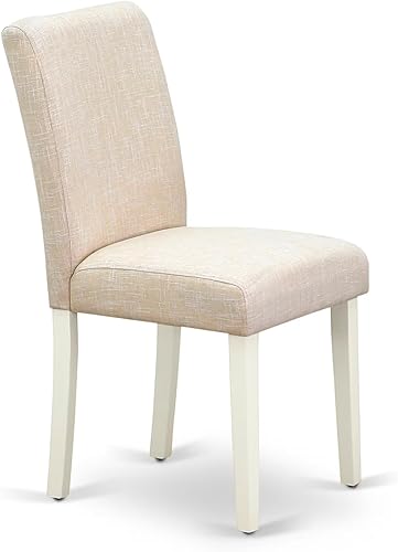 Miniatura 5 de East West Furniture ABP2T02 Abbott Parson - Juego de 2 sillas tapizadas de tela de lino beige claro, color blanco lino