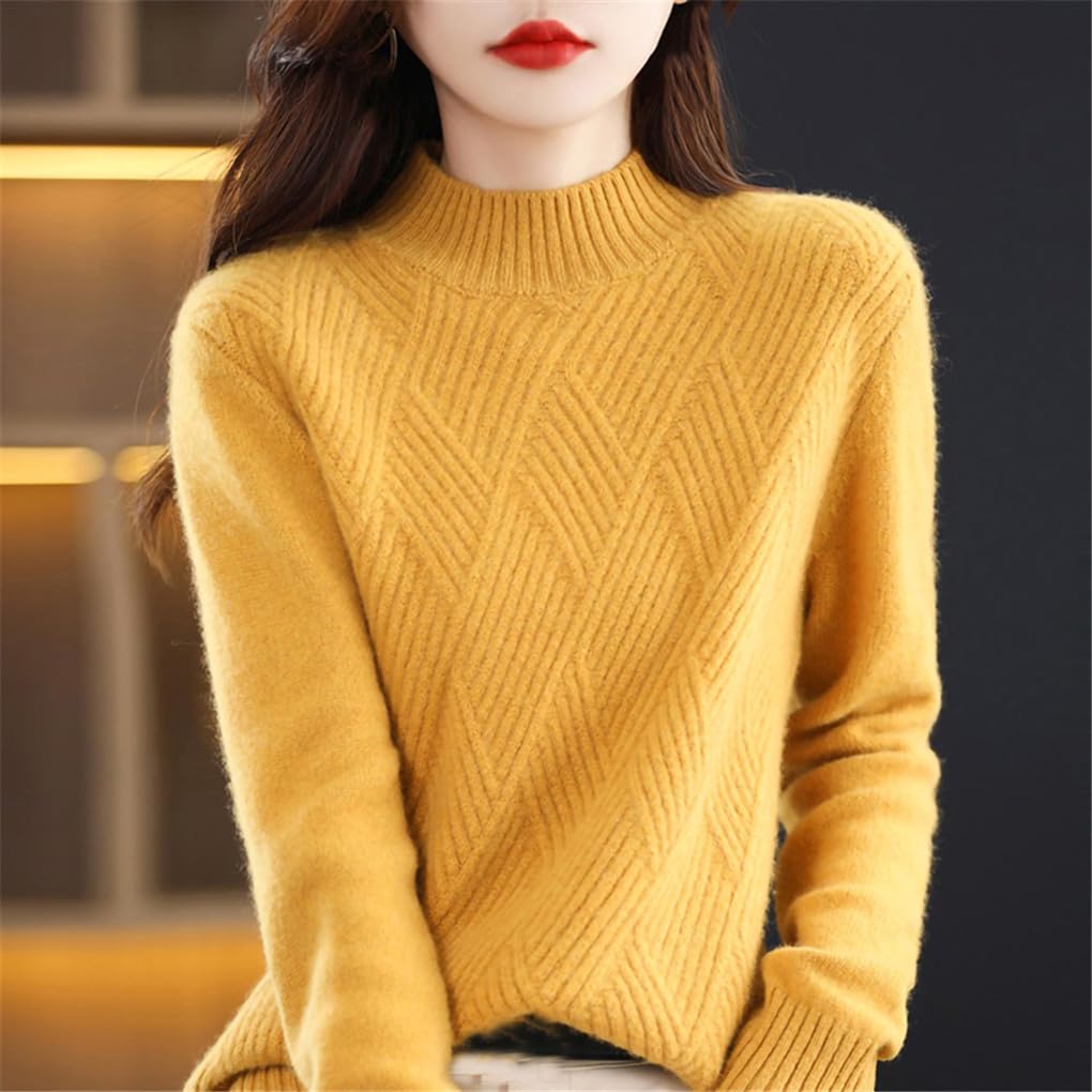 Suvoiier Maglione da Donna in Cashmere - Maglieria Pullover in Maglia di Lana Top