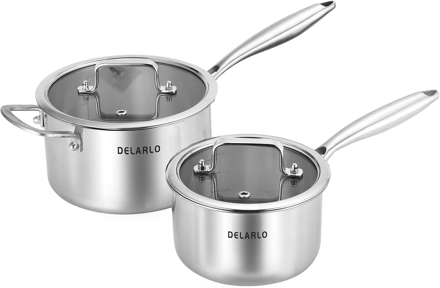 DELARLO TriPly Stainless Steel Saucepan Set 3.5QT And 1QT