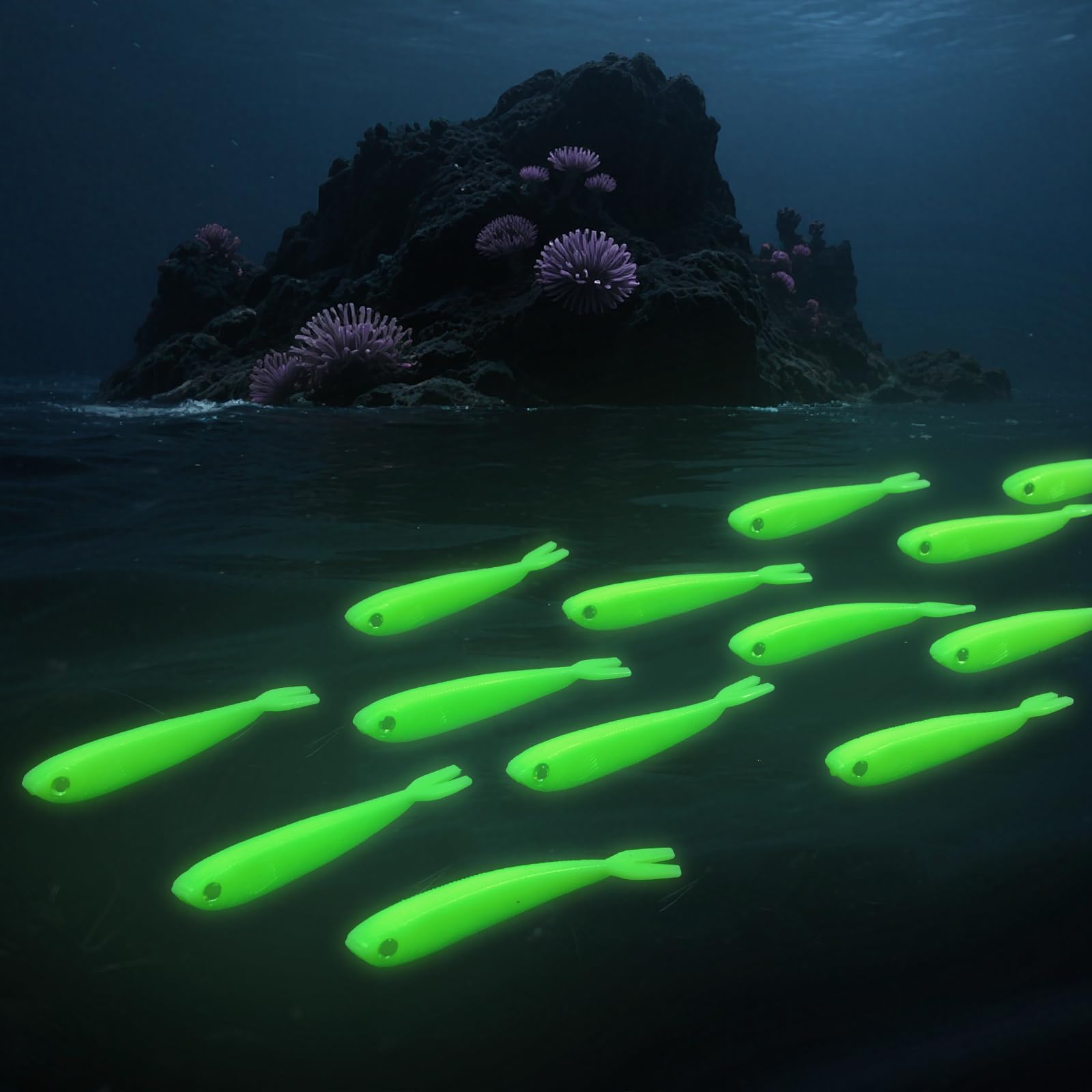 Lot De 5 Leurres Lumineux Manivelle - Brillent Dans Le Noir - Pêche Eau Douce Et Mer