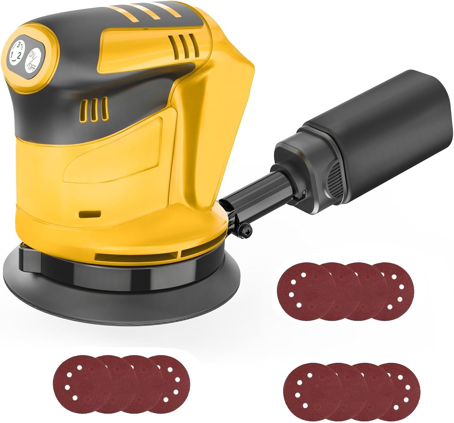 Cordless Random Orbital Sander,Compatible with Dewalt 20V Battery,Electric Orbital Sander with 12PCs Sanding Sheets,3 Variable Speeds,Ideal for DIY, Sanding Down & Finishing Wood (No Battery)