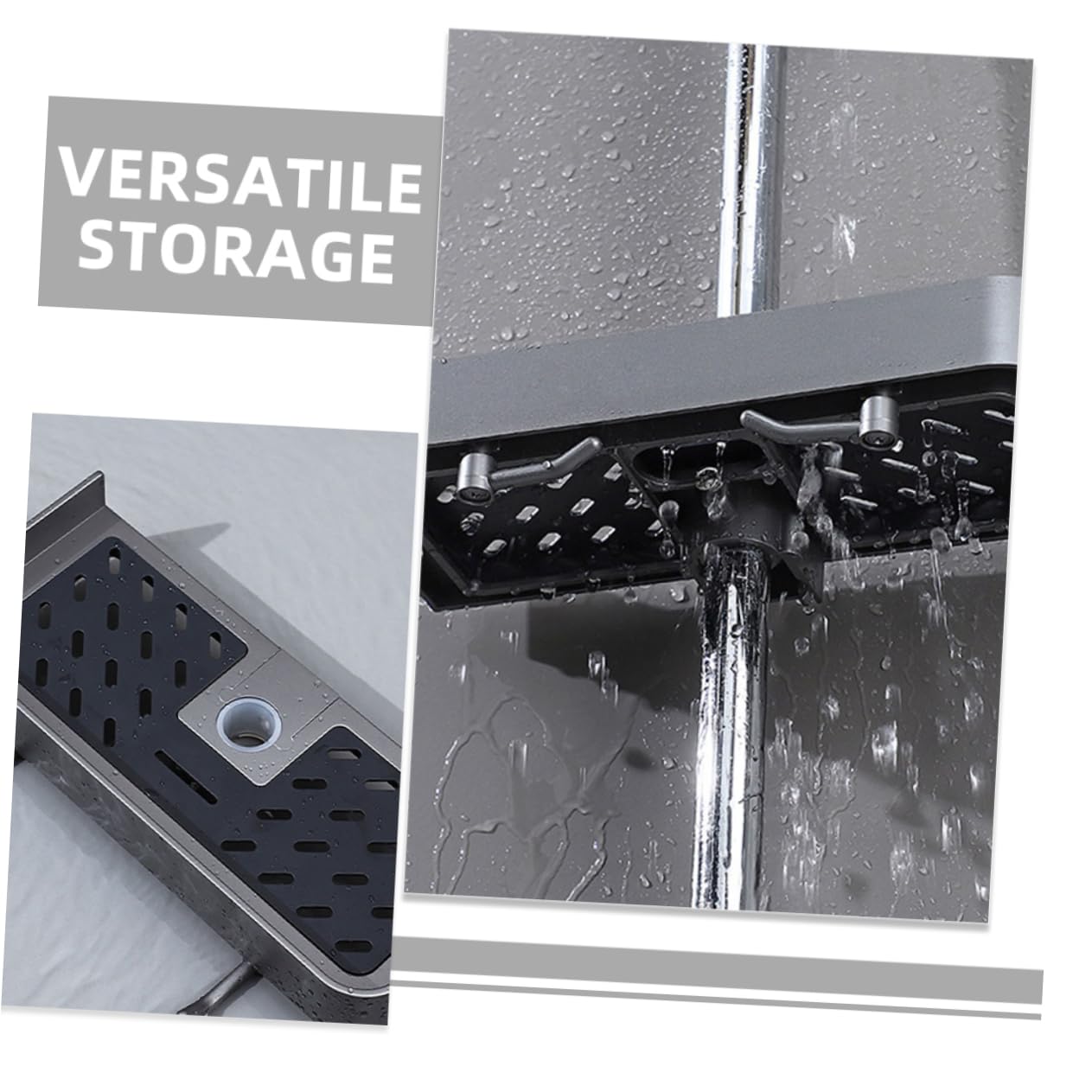 OUNONA 2 Pezzi Mensola Doccia per Organizer Design Foratura Moderno e Capacità Stoccaggio per Shampoo e Accessori Doccia