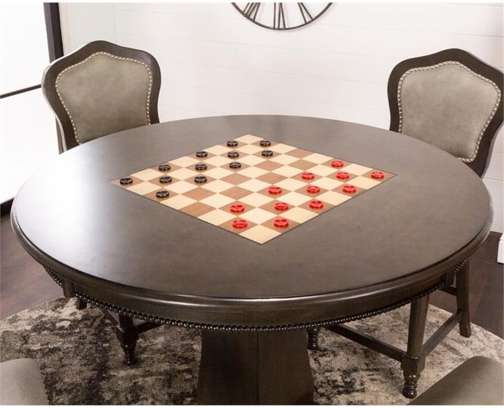Sunset Trading Vegas 5-Piece 42.5" Wood Dining/Chess/Poker Table Set in Gray