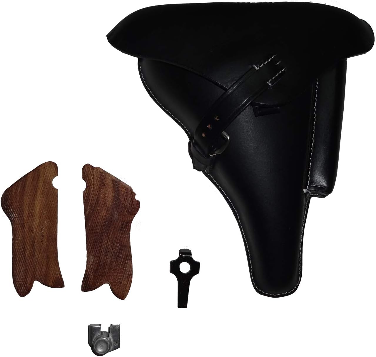 WW2 P08 Luger Holster Black Color w/Hand Grips, Take Down Tool and Magazine Replacement Bottom - Reproduction