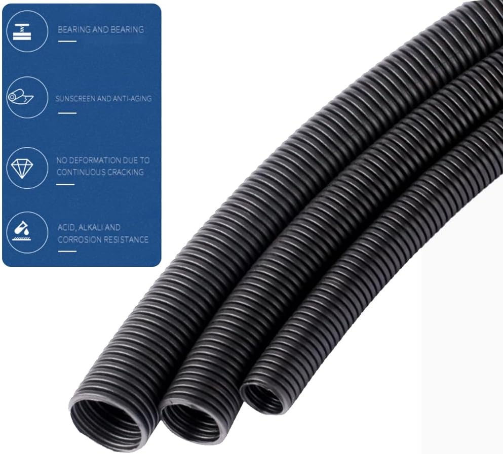 10 FT 1inch Split Wire Loom Tubing Wire Conduit,Flexible Wire Covers Cord Protectors,Cord Protectors from Pets,Black (1"-10ft)