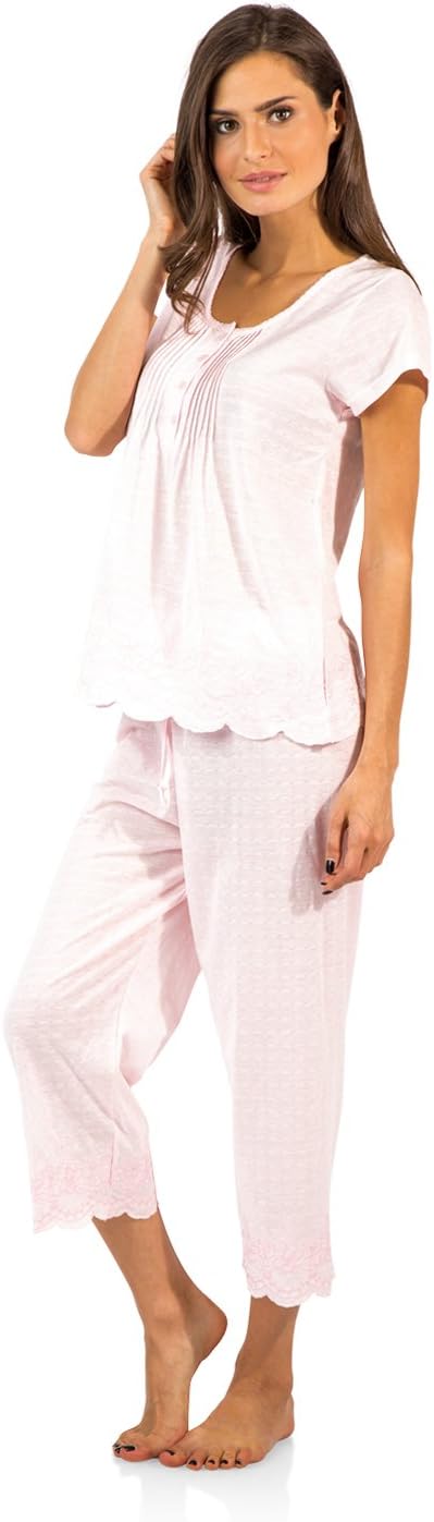 Casual Nights Women's Short Sleeve Floral Capri Pajama Set - Image 3