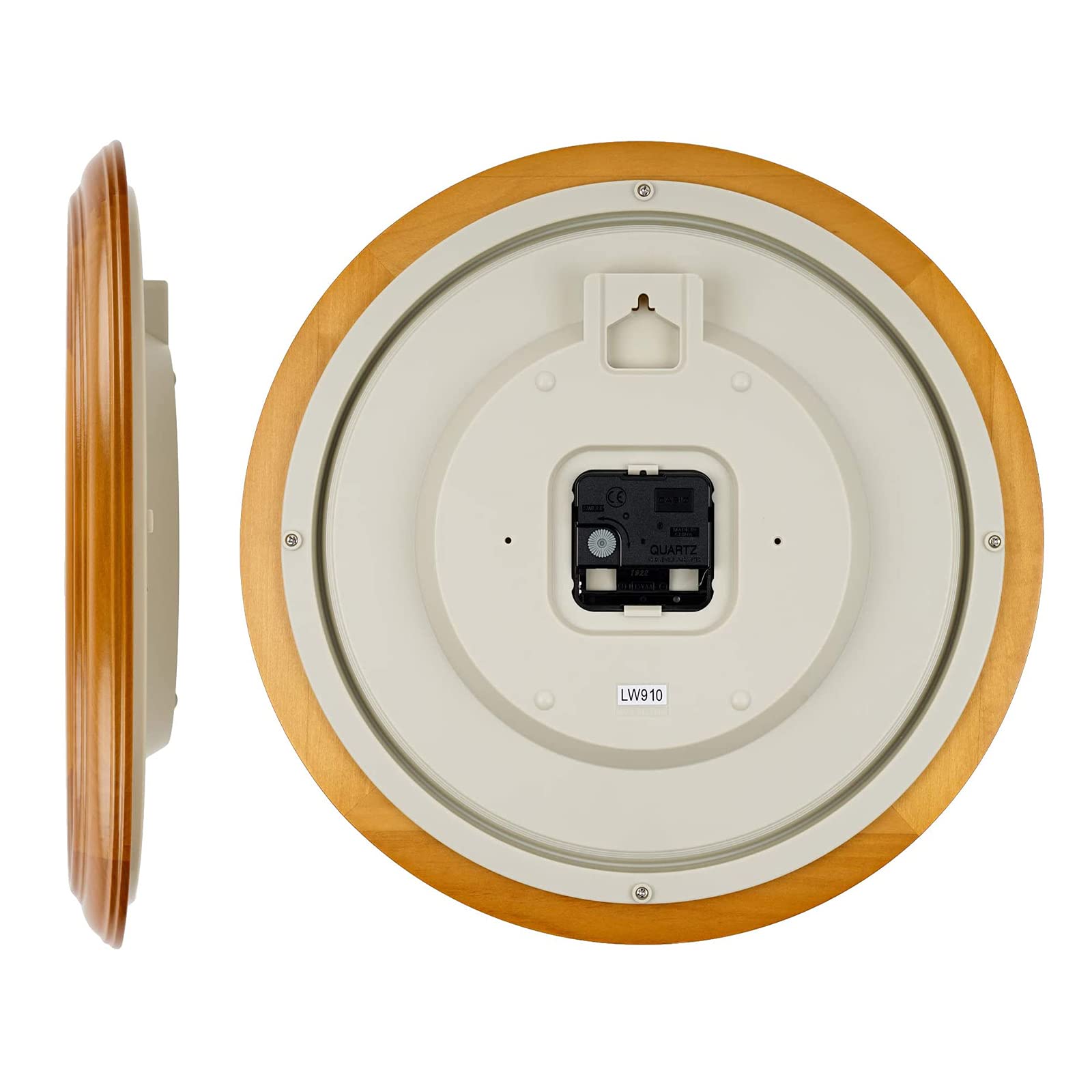 CASIO IQ-121S-7JF Quartz Clock Wooden Frame Round White Wood