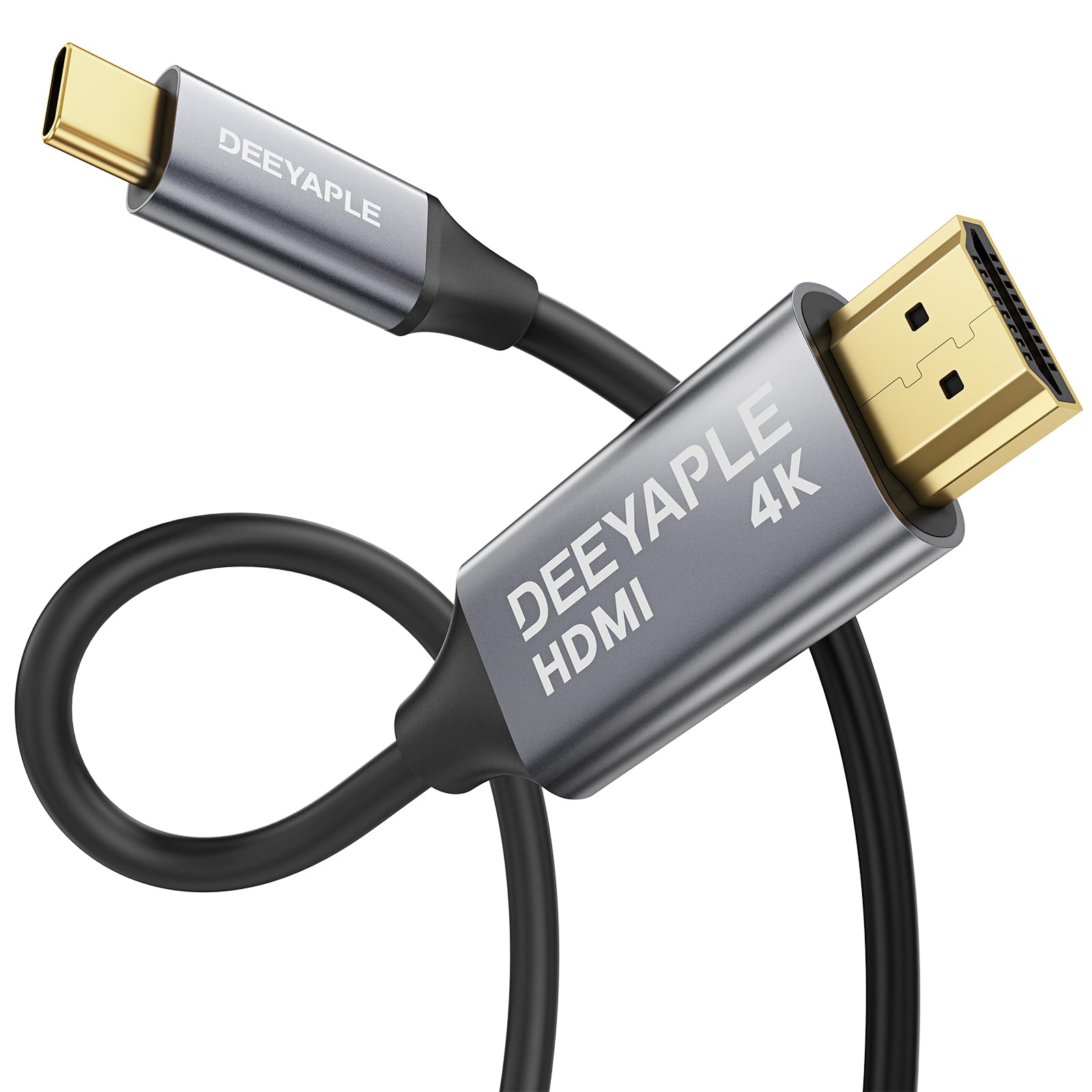 Deeyaple USB C to HdMI Cable 4k@30hz, USB C to Hdmi Aluminum Shell, Stable Signal,Thunderbolt 4/3 Compatible for iPhone 17/16/15 Series, MacBook, iMac, Ipad Pro, Galaxy, Surface, Dell 1.8M/6FT