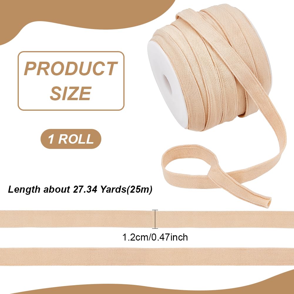 BENECREAT 27.34 Yards X 0.5 Inch Boning Cover Sewing Bone Casing, Wheat Underwire Replacement Bra Cover for Corsets, Lingerie?Hats, Bridal Gowns, Evening Gowns