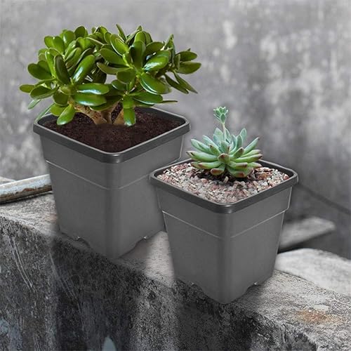Miniatura 7 de labworkauto Macetas cuadradas para vivero, macetas de cultivo, contenedor de vivero, apto para plantar plantas de suelo, 5 galones, 10 unidades