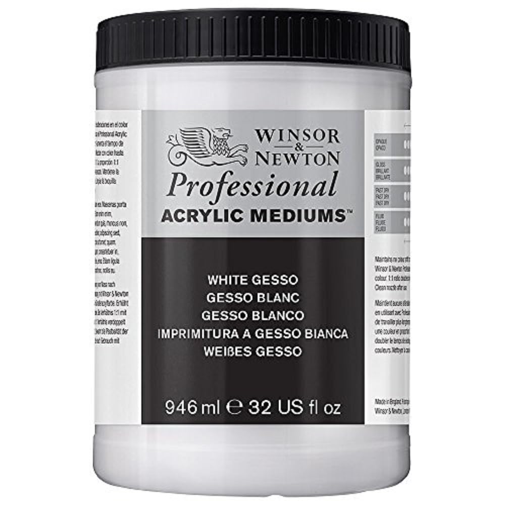 Winsor & Newton Professional White Gesso Primer Acrylic Resin 946ml Painting ...