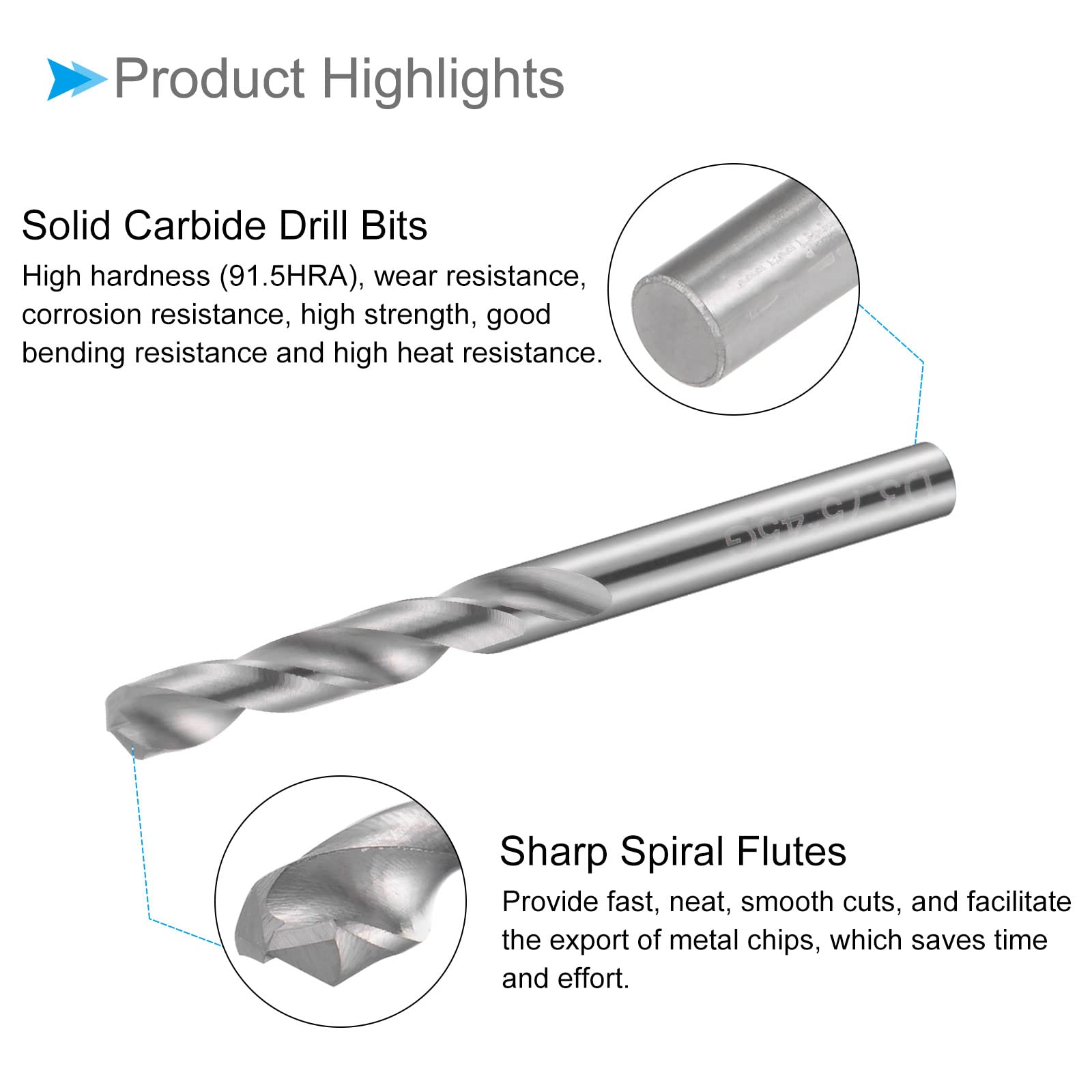 Pieno Metallo Duro Trapano Punte, 3,75mm Diametro, K35 Tungsteno Metallo Duro Precisione Mini Punte Trapano Elicoidali per Acciaio Inossidabile Acciaio Lega Metallo, 1pz