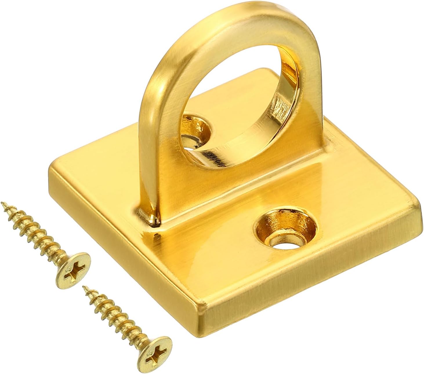 YOKIVE Pad Eye Plate U Hooks, Metal Wall Mount Loop with Screws, Connect Rope Barriers, for Mounting Queue, Light Golden