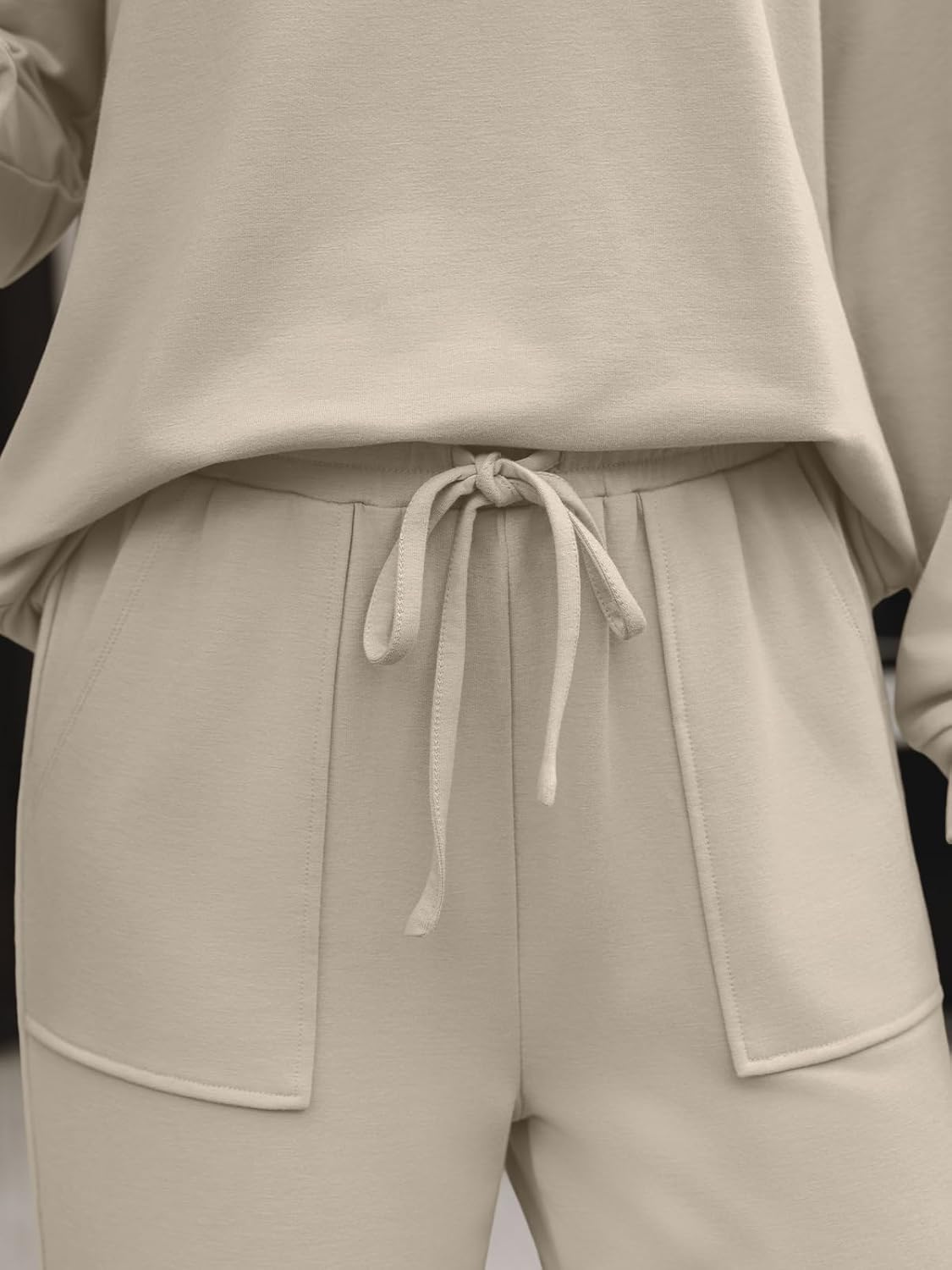 LILLUSORY Womens Two Piece Lounge Sets Mock Turtleneck Tops Wide Leg Drawstring Pants Sweatsuit with Pockets - Image 5