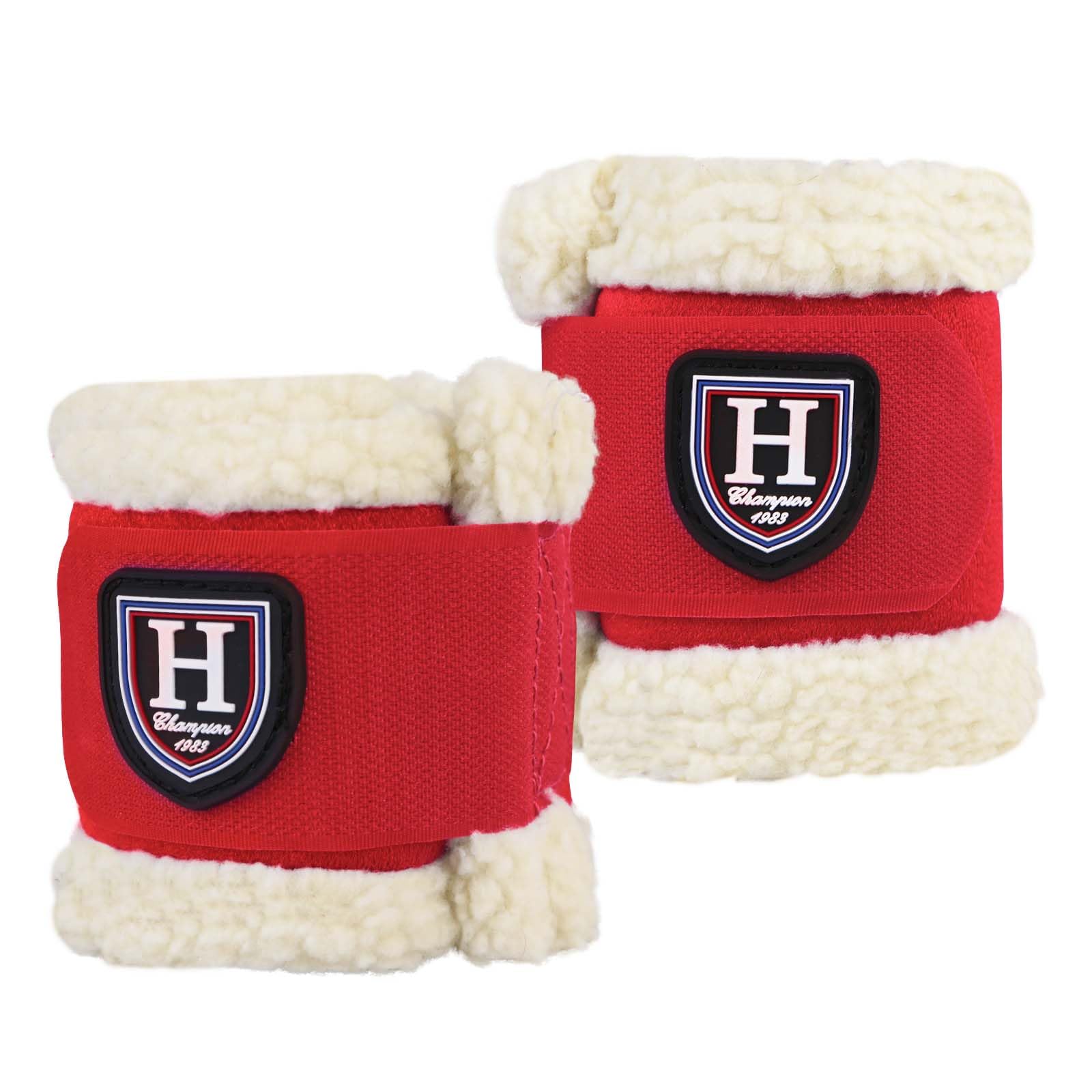 Harrison Howard Essential Premium Horse Pastern Wraps with Berber Fleece Lining Sold in Pairs Red
