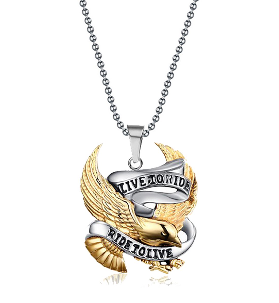 Aaishwarya Live to Ride & Ride To live Eagle Stainless Steel Mens/Boys Biker Pendant Necklace/Chain For ...