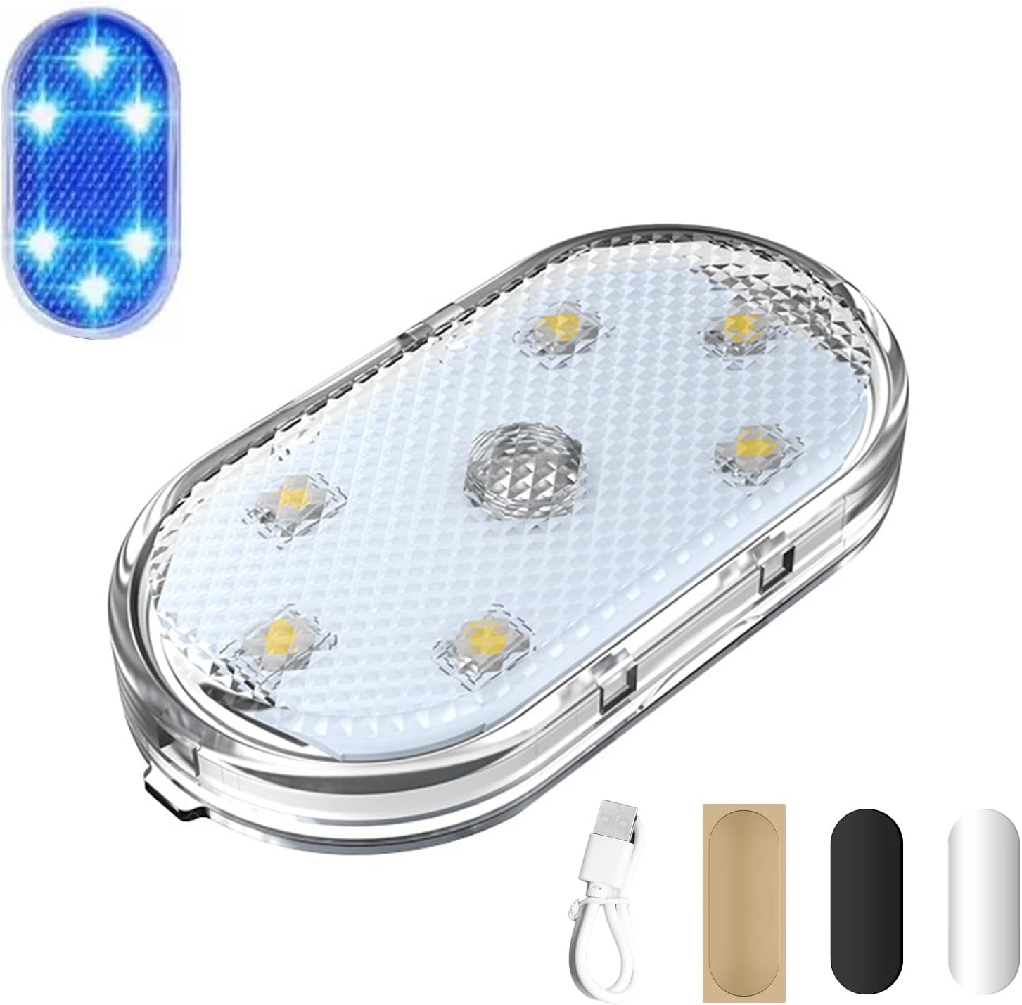 BINGONE USB Charging Touch Sensor LED Light, Adjustable Brightness Small Night Light, Motion Sensor Night Light for Bedroom Toilet Stairs Cabinet Kitchen car (Blue)