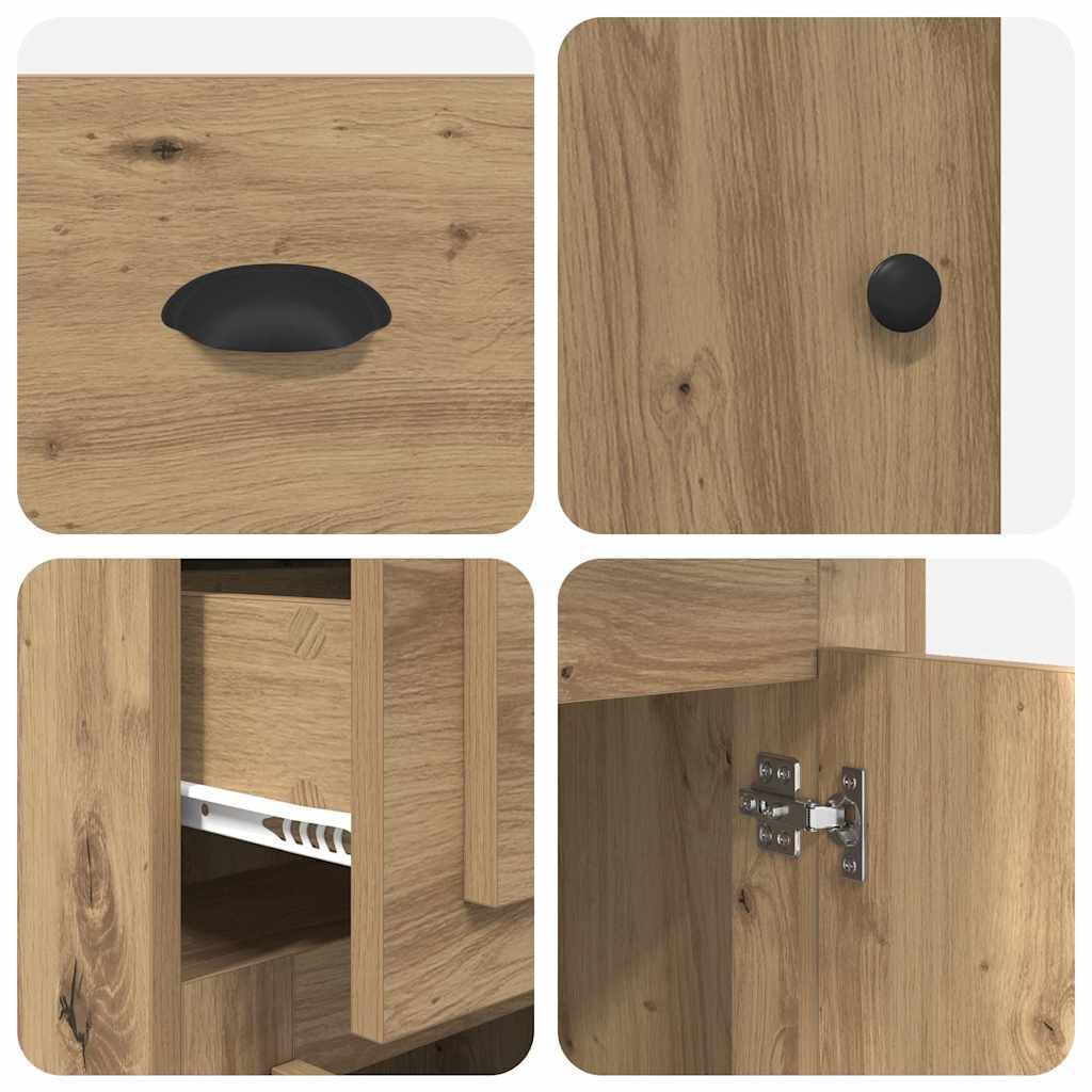 vidaXL Seitenschrank Artisan-Eiche 40 x 50 x 75 cm Holzwerkstoff, Moderner rechteckiger Wohnzimmerschrank, haltbare Aufbewahrung, viel Platz, seitliche Schubladen, Holzdesign