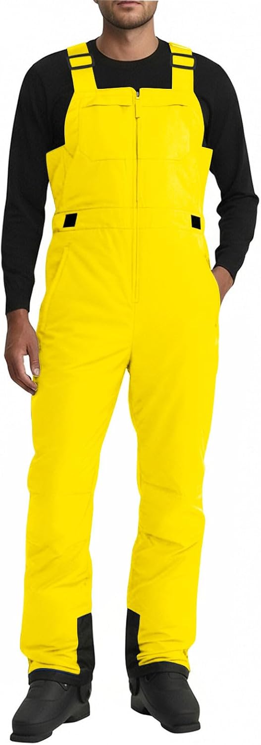 Mens Thermal Snowpant One-Piece Waterproof Windproof Bib Overalls Insulated Ski-Pants with Suspenders for Winter Sports