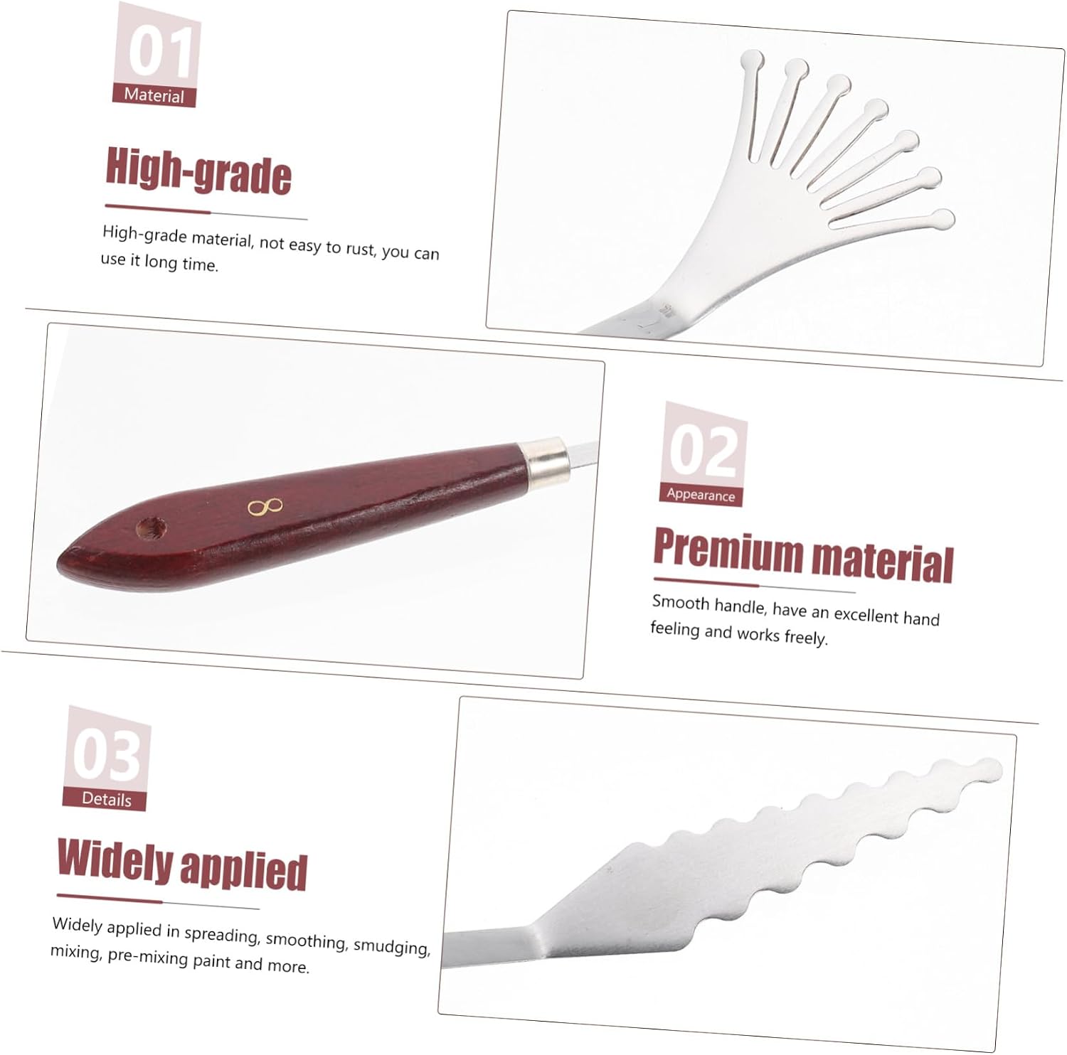 Stainless Steel Oil Painting Spatula with Wood Handles Set