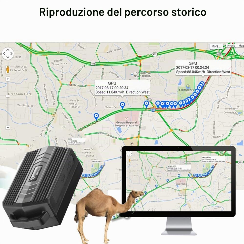 TKMARS Localizzatore GPS 4G (collare) Adatto per Cani/CamMelli Localizzatore GPS Impermeabile IP66 Riproduzione Percorso Storico Tempo realeSenza Abbonamento Grandi Animali (TK935)