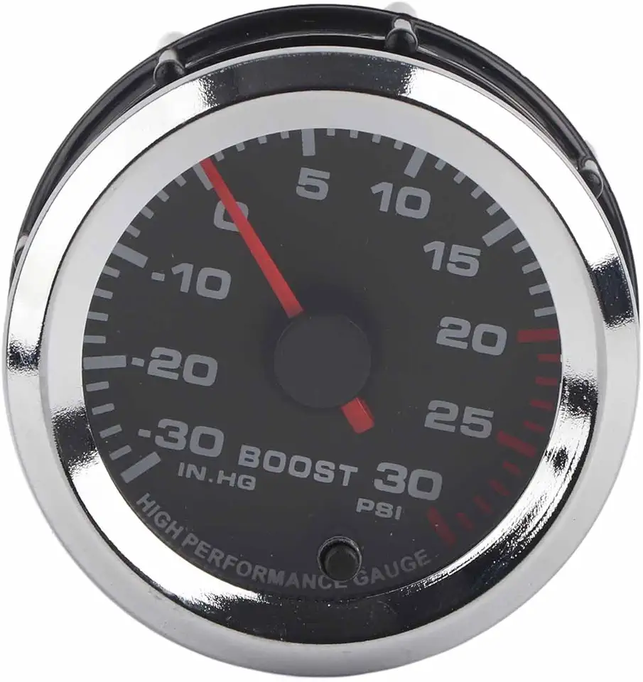 Medidor Turbo Boost-apto para Caminhão de Carro 12v, Ponteiro Universal Turbo Boost Calibre 7 Cores Display Led-30 a 30 Psi 52mm Diâmetro