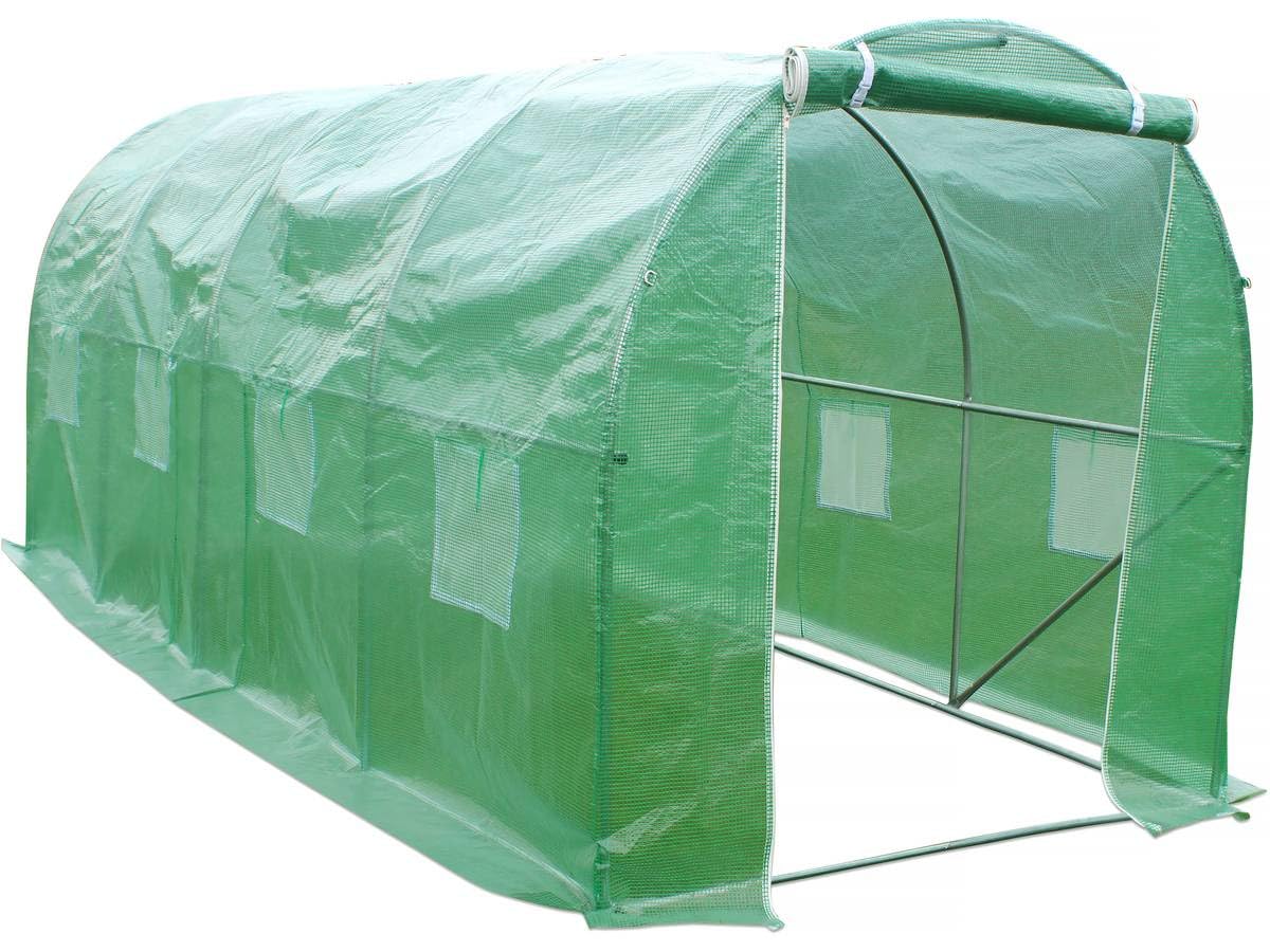 Serre tunnel de jardin 4,5x2x2 m avec bâche verte armée Viva Green