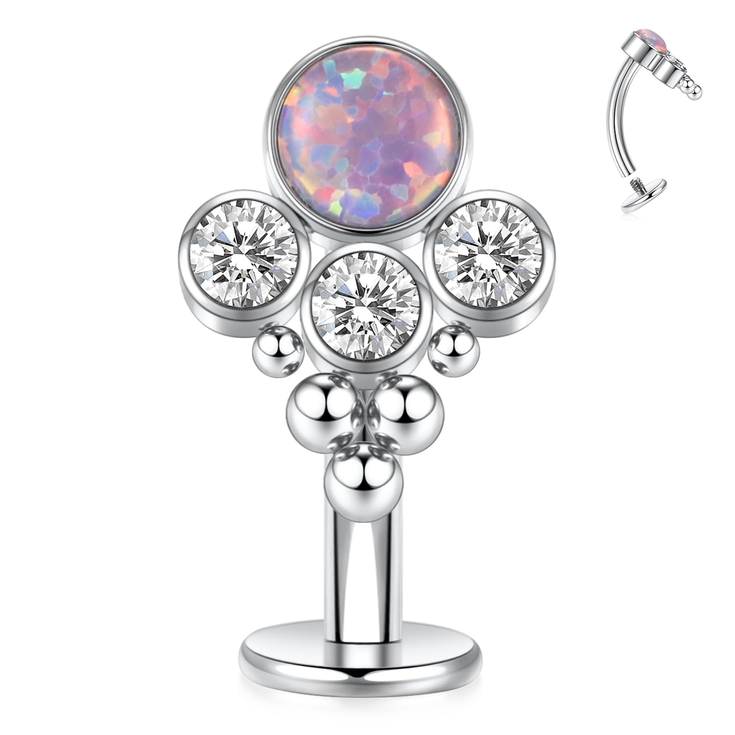 FUNLMO Belly Button Ring G23 Titanium Floating Navel Piercing Jewelry 14G Belly Piercing Jewelry Internally Threaded Curved Navel Barbell 8/10/12/14mm