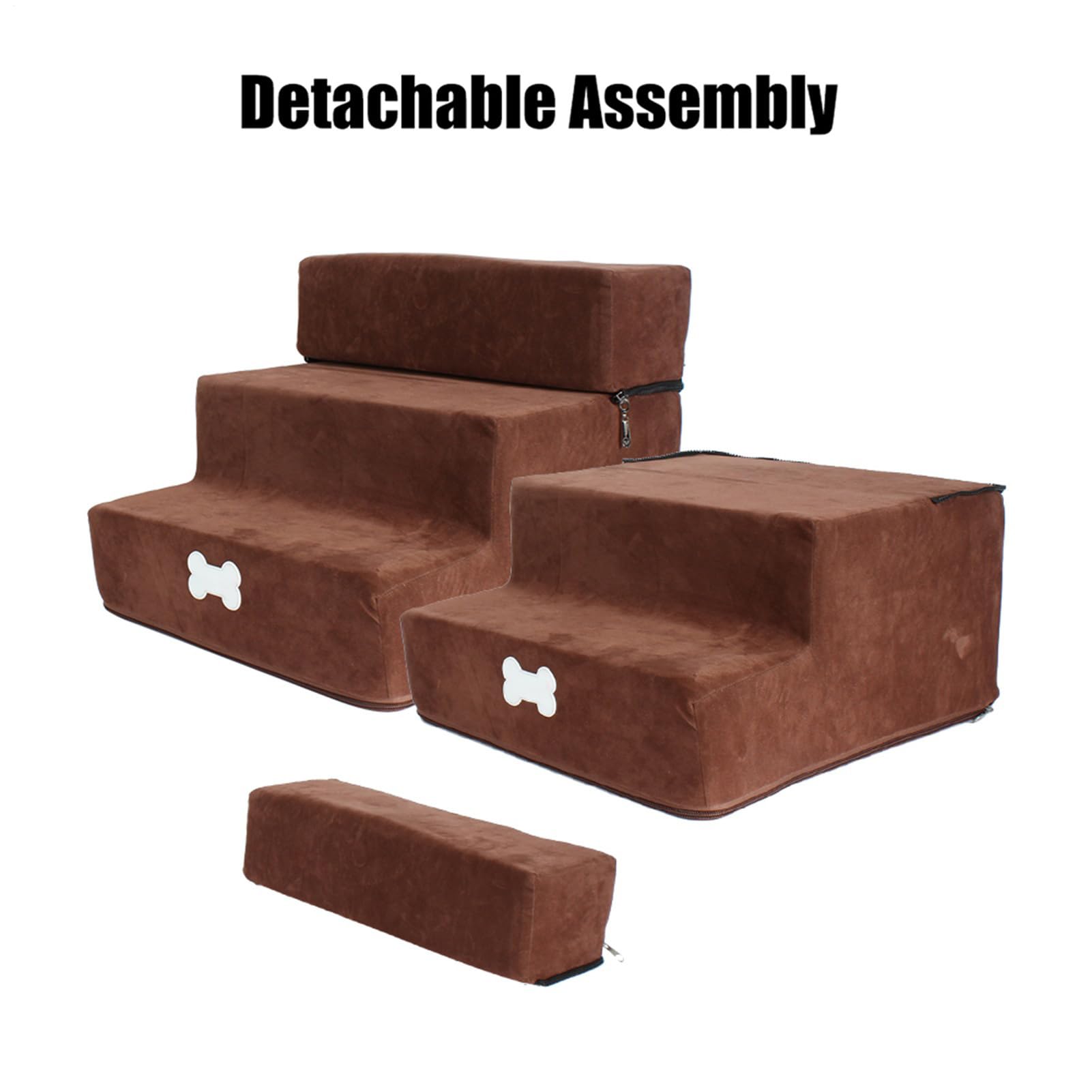 Escaliers Ergonomiques pour Chiens et Chats - 3 Niveaux Ajustables avec Housse Amovible, Idéaux pour Canapé, Lit, Bureau et Maison
