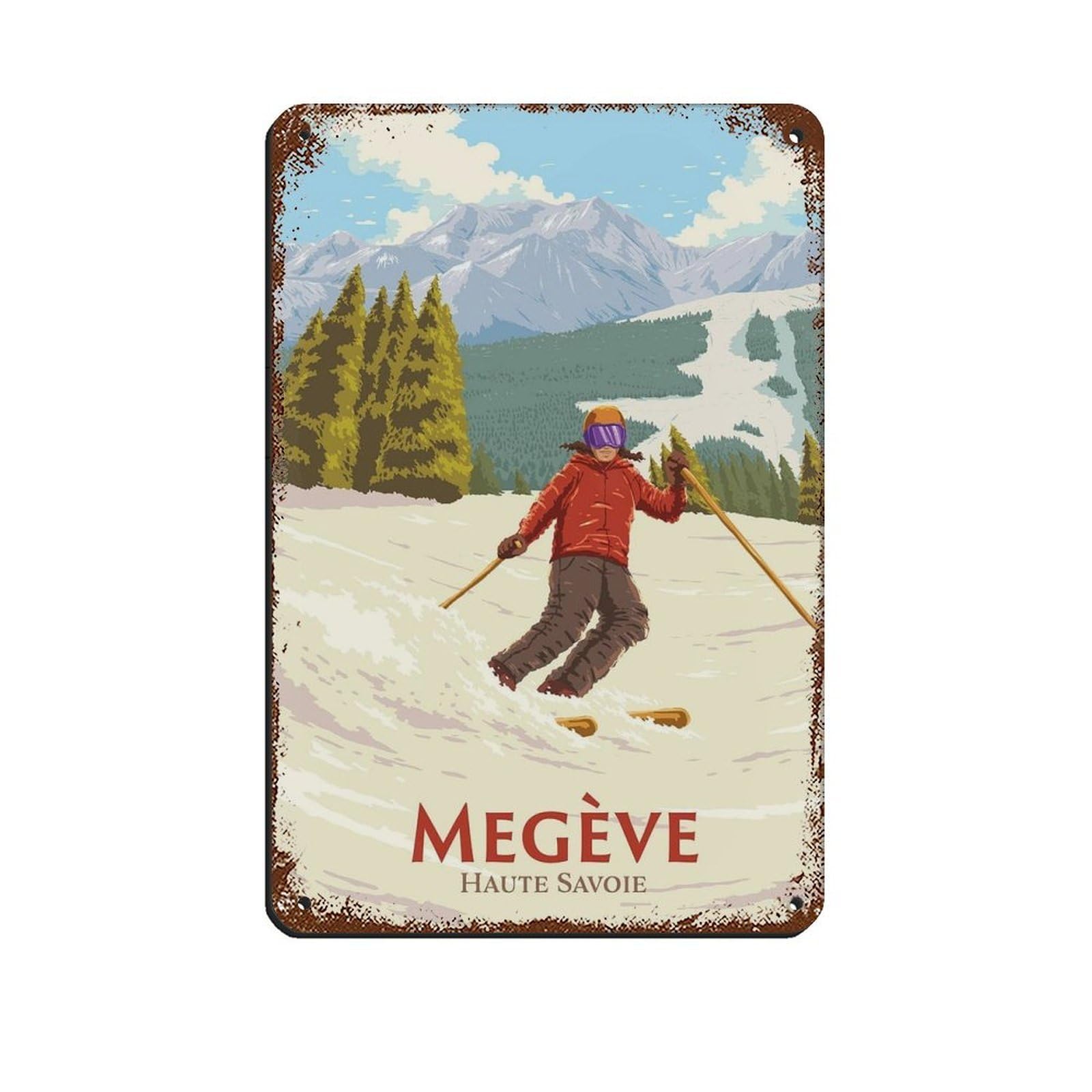 Plaque en métal Megève pour décoration murale bistrot et salon