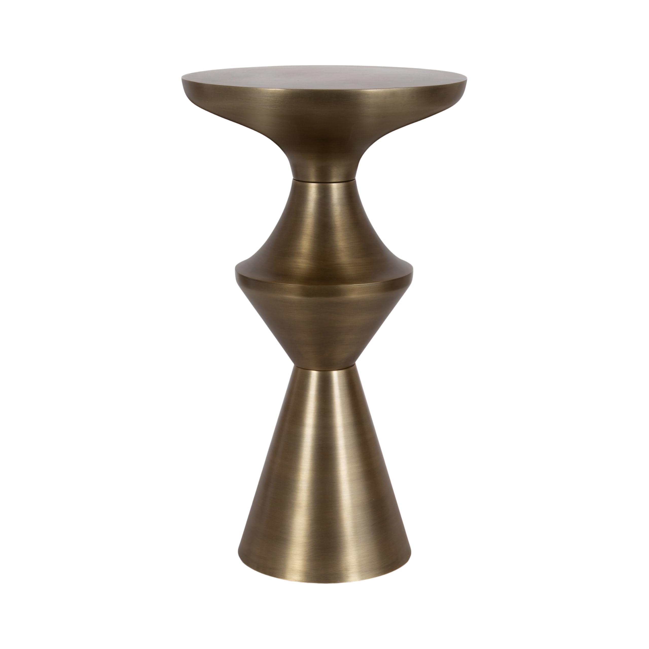 Kate and Laurel Zavalia Modern Metal Round Side Table, 13 x 13 x 22, Antique Brass, Sculptural Circle End Table for Use as Unique Bedroom Nightstand or Pedestal Martini Table