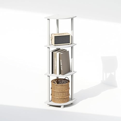 Miniatura 5 de Furinno Turn-N-Tube - Estantería esquinera de 4 niveles, estantes de almacenamiento con estantes abiertos, para organización y almacenamiento, sala