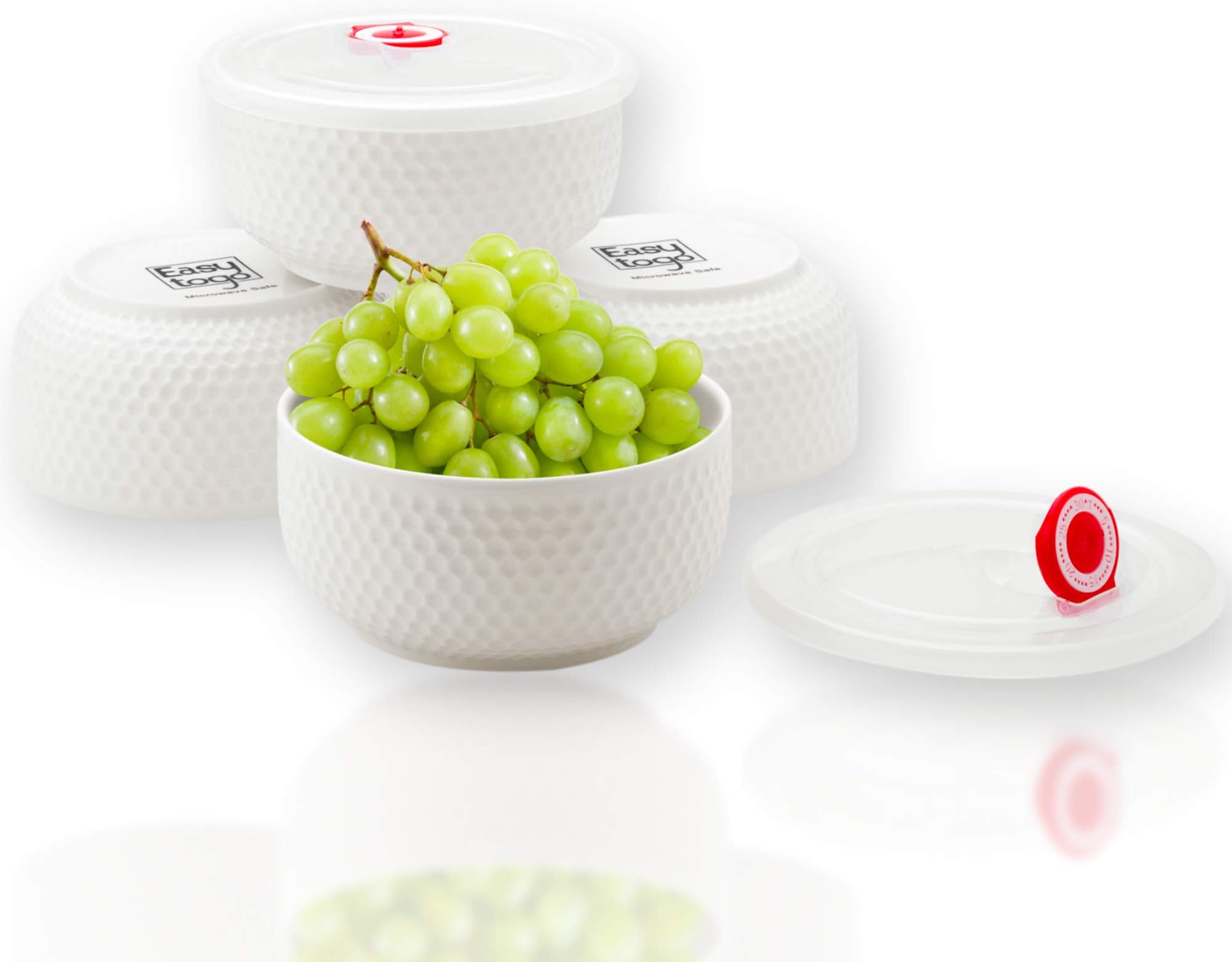 Ceramic Bowls (Set of 4 x 16oz Bowls) – Fun Design Assorted Sizes of China Bowl – Dishwasher & Microwave Safe Ceramic Bowl Set – Easy to Clean Kitchen Bowls Set - Mix Match Dishes Ceramic Houseware