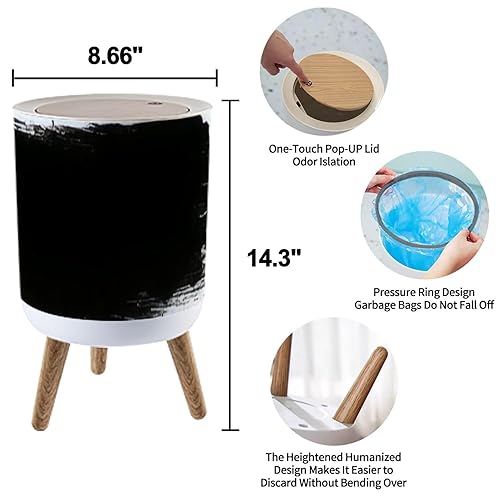 Miniatura 3 de Cubo de basura pequeño con tapa para baño, cocina, oficina, pañal, grunge, pintura, rayas, colección de pinceles negros envejecidos, moderno, para