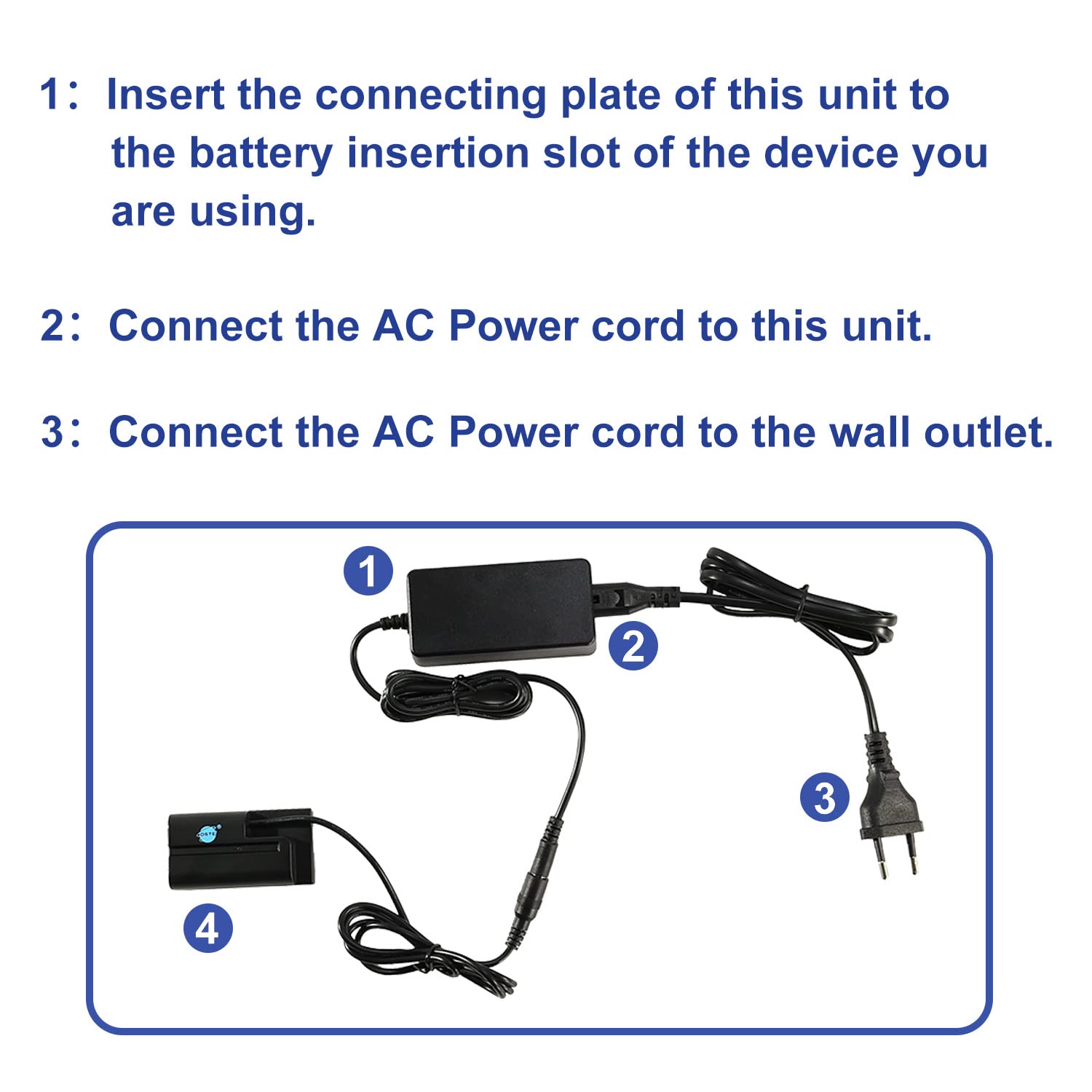 DSTE AC-F550 AC - Fuente de alimentación de CA DR-F550, Kit de batería ficticia Compatible con Sony NP-F550, NP-F330, NP-F530, NP-F570, CCD-RV100, CCD-RV200
