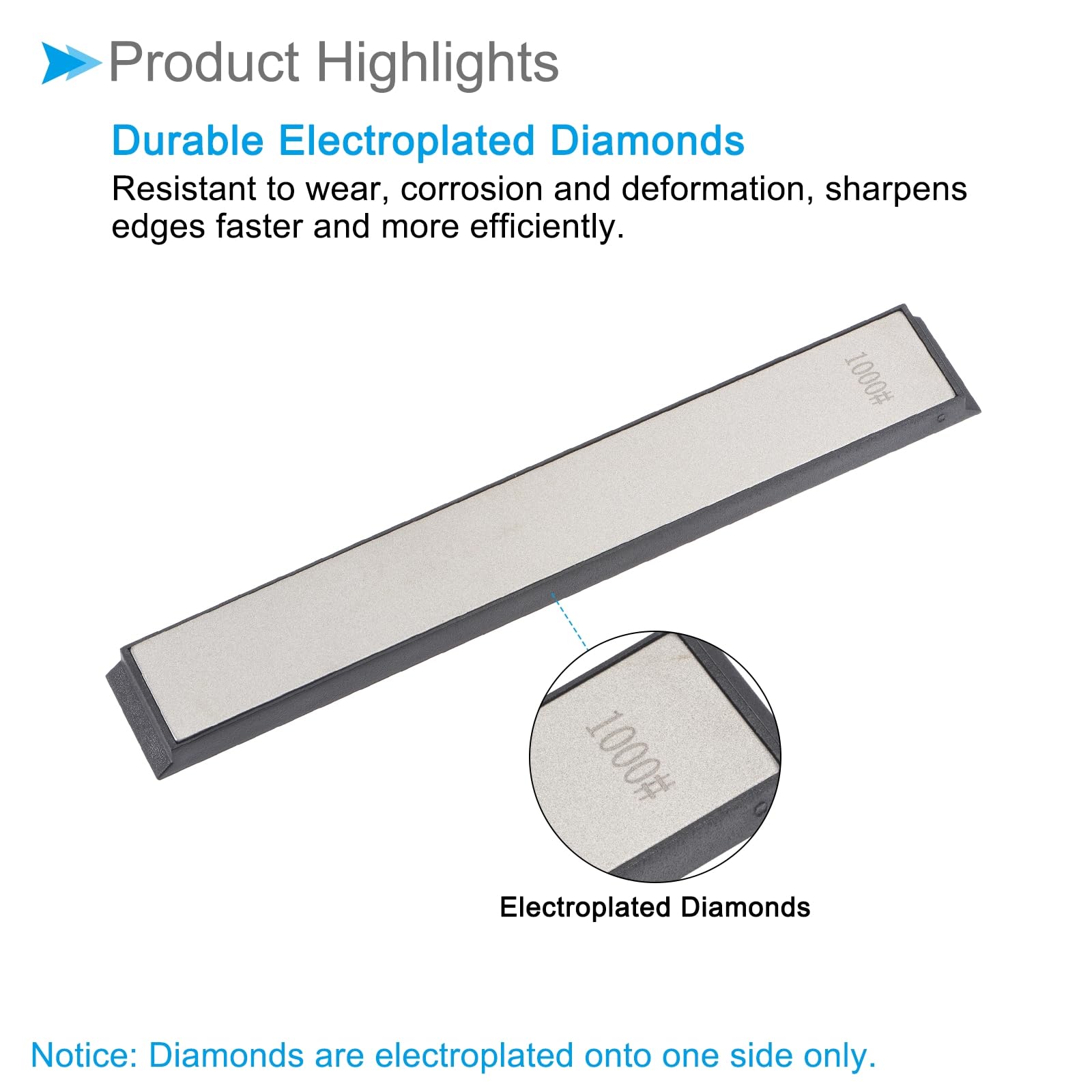 CoCud Diamond Whetstone Sharpening Stone, 1000 Grit 6.3" x 0.91" Total Size, Sharpener Abrasive Tool - Image 4