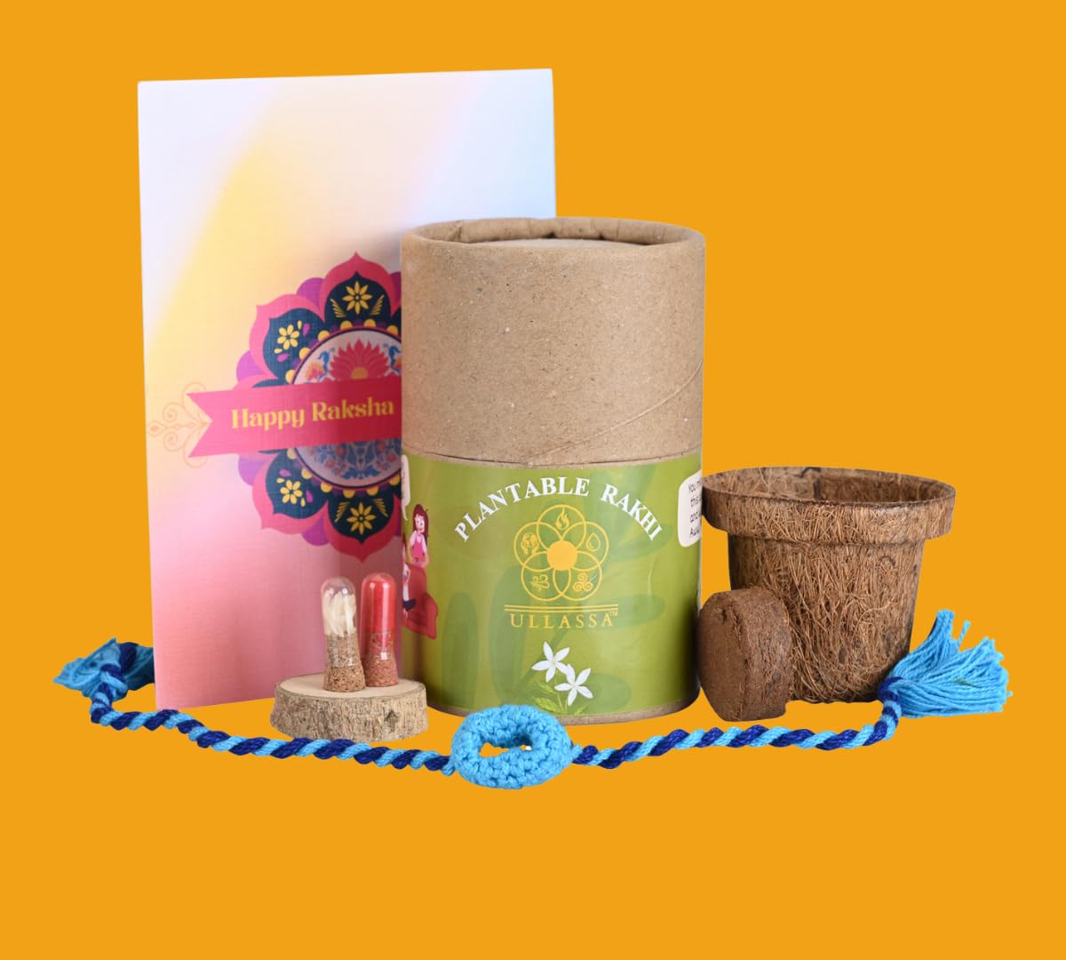 ULLASSA Plantable Rakhi Kit For Brother | Handmade Rakhi With Seeds, Coir Planter, Cocopeat, Roli & Chawal, A Letter | Eco Friendly Rakhi Combo Set For Bhaiya & Bhabhi | Rakshabandhan Gift (Pack of 1) (B0DBG9Q2VF) Amazon Price History, Amazon Price Tracker