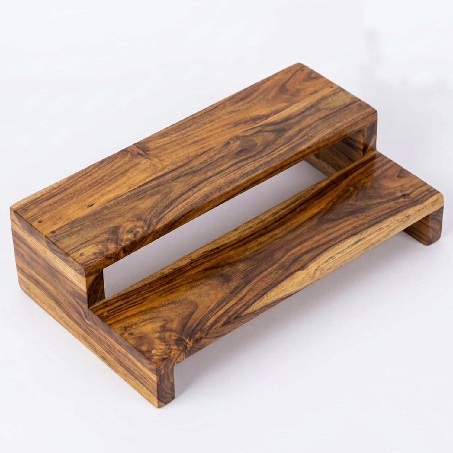 Acacia Wood Pooja Chowki for Home Temple Wooden Bajot, Side Table for Home-15.5x8.5Inch-image-41