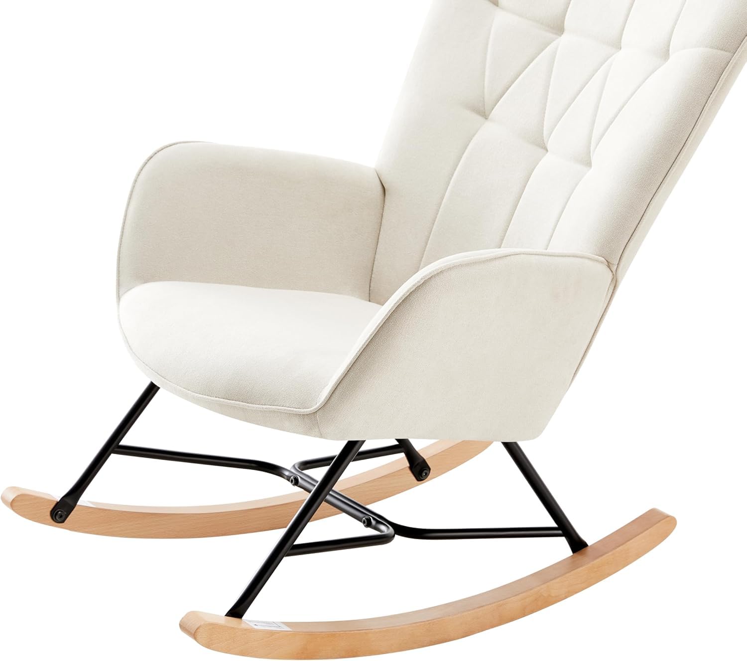 HOME DESIGN & CONFORT® Mecedora Lactancia Especial de Tela | Sillón Relax con Diseño Moderno y Ergonómico (Requiere Montaje) (Beige con Botones.) (Beige Sin Botones)