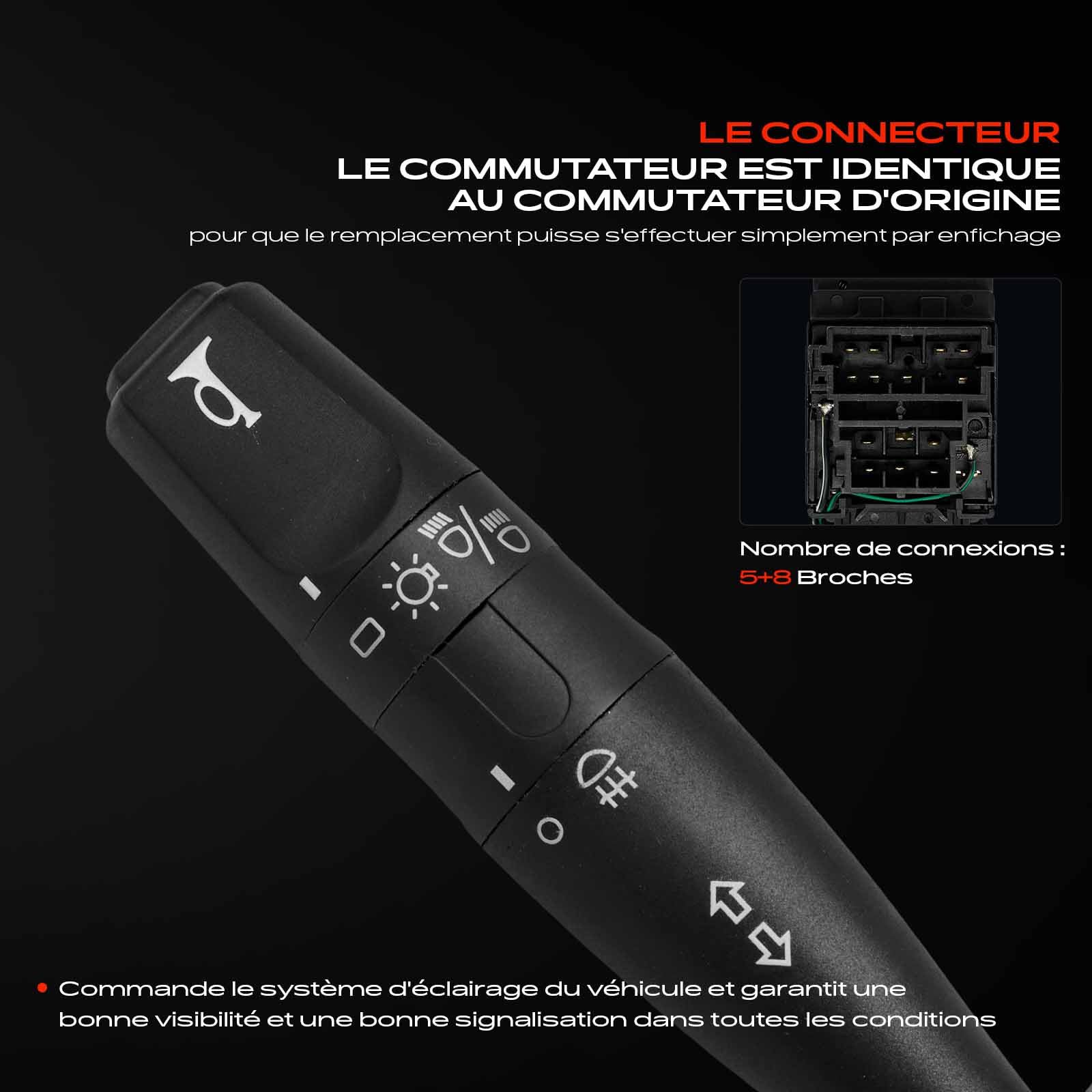 Frankberg Commutateur de colonne de direction, commutateur de clignotant | Compatible avec: Berlingo/Berlingo Premier monospace GFK GJK MF, 306 7B N3 N5, Fourgonnette Saxo à hayon S3