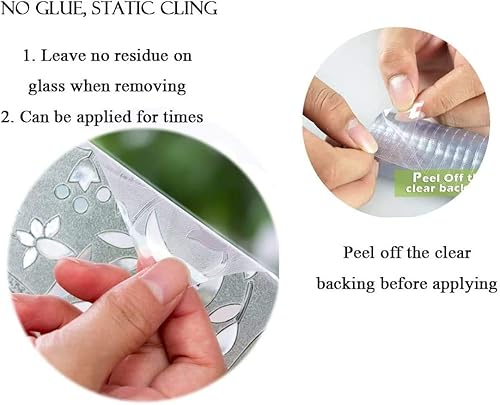 Miniatura 4 de Niviy Película adhesiva estática 3D de excelente calidad para ventana, no adhesiva, película decorativa de privacidad de flores para ventana, 17.7 x
