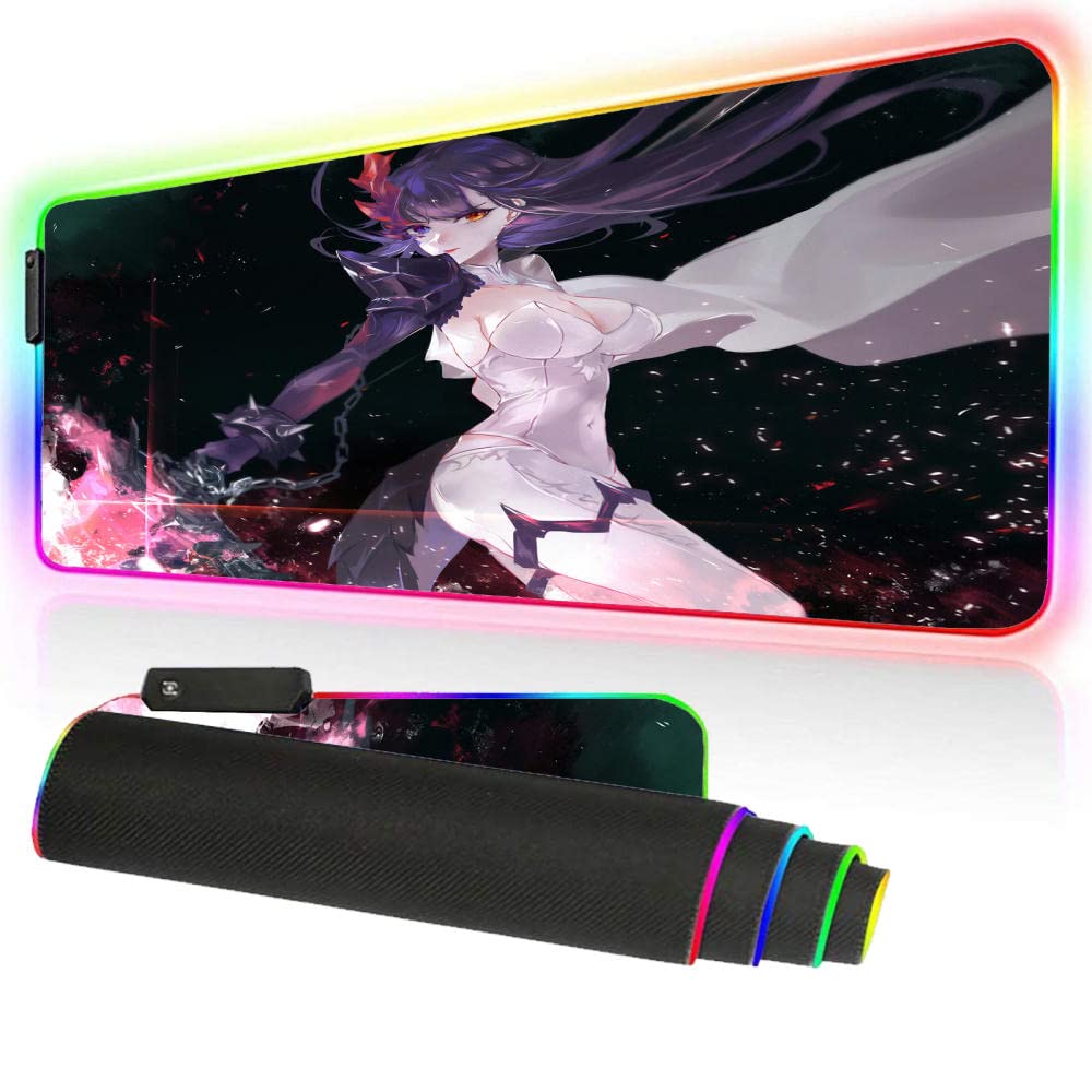 HZYWYB Mouse Pads Epic Seven Game Girl RGB Mouse Pad LED Gaming Lighting USB Keyboard Color Wireless