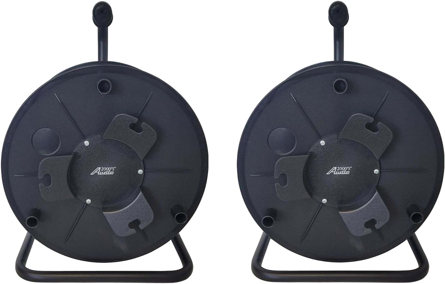 AUDIO 2000'S Two-Pack Deluxe Portable Cable Reels, Total Capacity: 1440 Feet of 6mm Black Cable, Each Reel: 720 Feet, Black