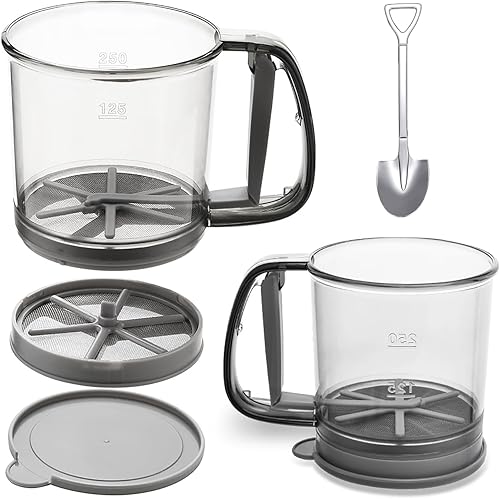 Tamiz de harina,Tamiz para hornear,Tamiz de harina con diseño de prensa de mano,3 tazas de capacidad de malla fina cocina tamiz herramientas para