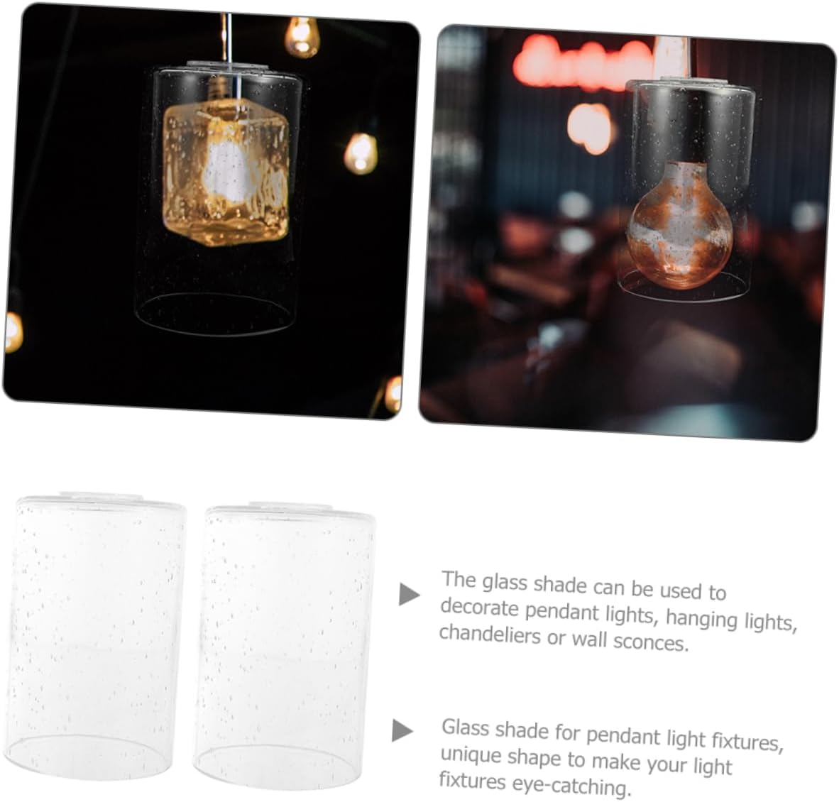 2pcs Glass Cylinder Lampshade Covers Bubble Decorative Pendant Light Fixtures