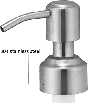304 Rust Proof Stainless Steel Soap Pump, Kitchen Soap Dispenser Pump Replacement, Silver Stainless Steel Brushed Finish,Fit Standard 8oz/16oz Boston Round 28/400 Neck Bottles(Pack of 2)
