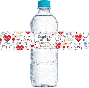 Ready To Call The Shots Nursing School Graduation Waterproof Water Bottle Sticker Wrappers, 20 1.75" x 8.5" Wrap Around Labels by AmandaCreation