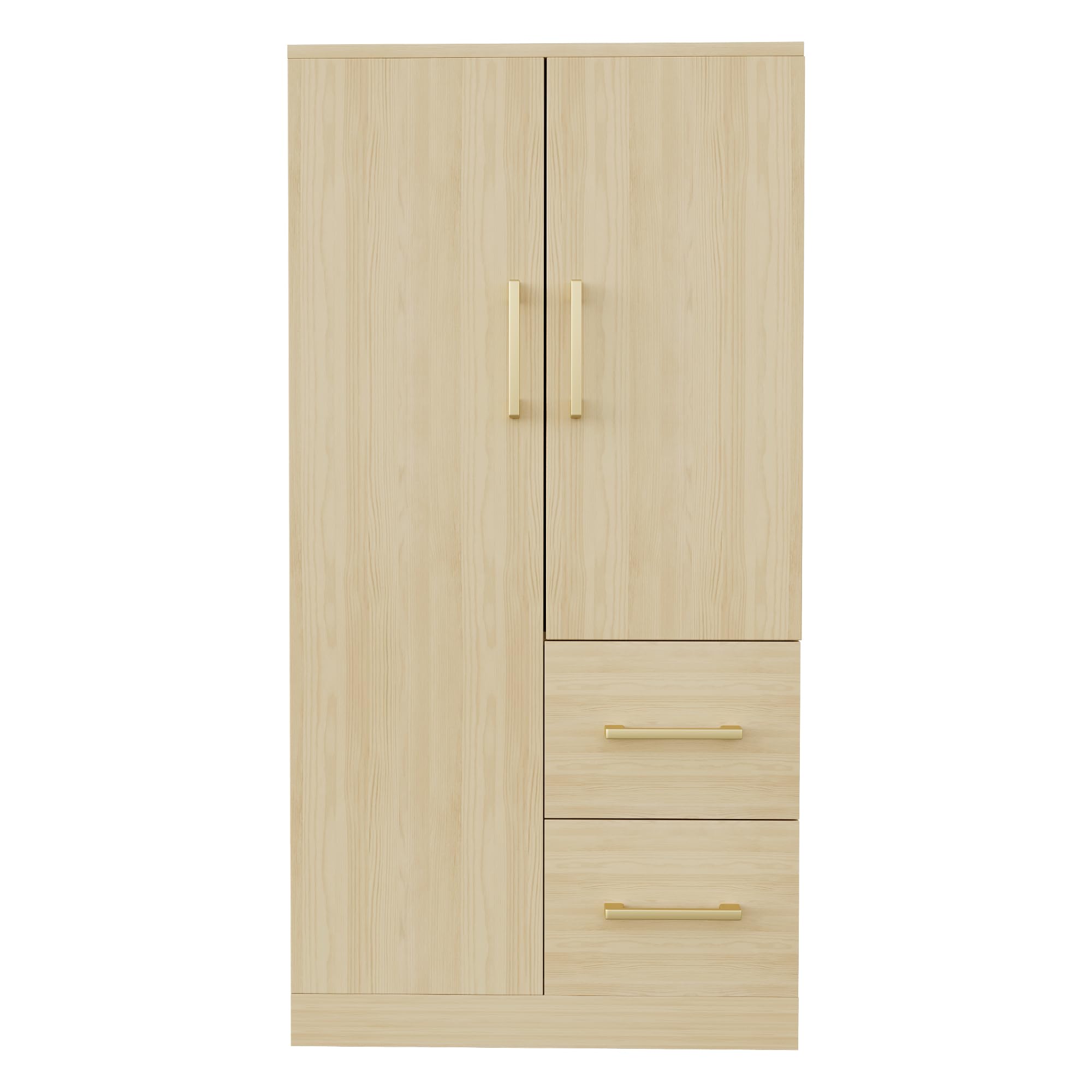 Szafa na ubrania 70 x 40 x 135 cm, podwójne drzwi z szufladami i schowkami, szafa na ubrania dla dzieci, szafa na ubrania, pojedyncza szafa na ubrania, kolor drewna