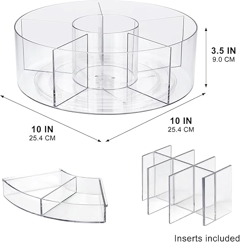 Miniatura 2 de Organizador de maquillaje giratorio de 360, plato giratorio transparente de 10 pulgadas, organizador Lazy Susan para tocador, encimera de baño,