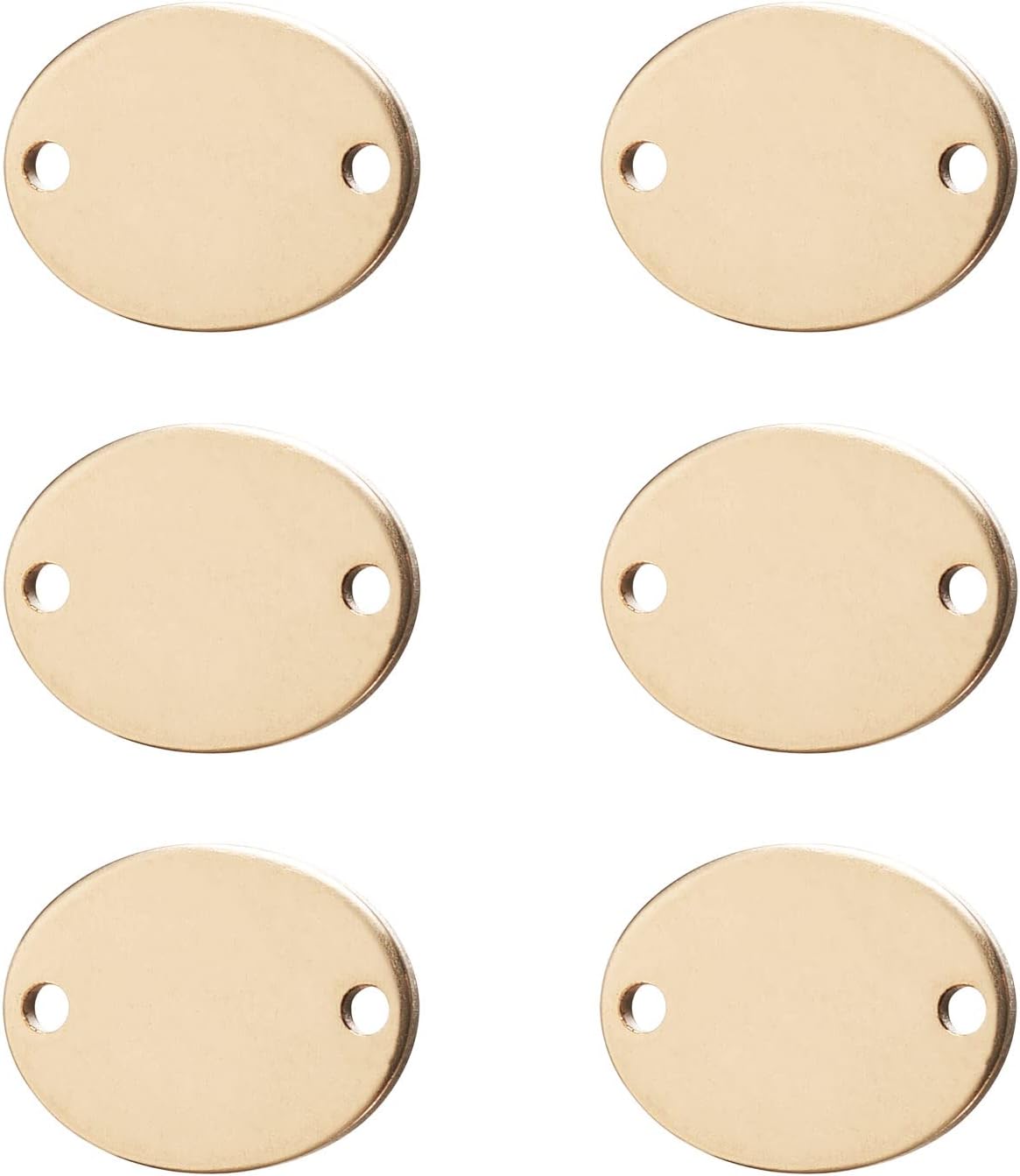PH PandaHallPandahall 6Pcs 14K Gold Filled Brass Oval Connector Charms Golden Oval Jewelry Link Connectors Pendants Smooth Blank Stamping Tag Linking Metal Pendants for Permanent Bracelet Jewelry Making